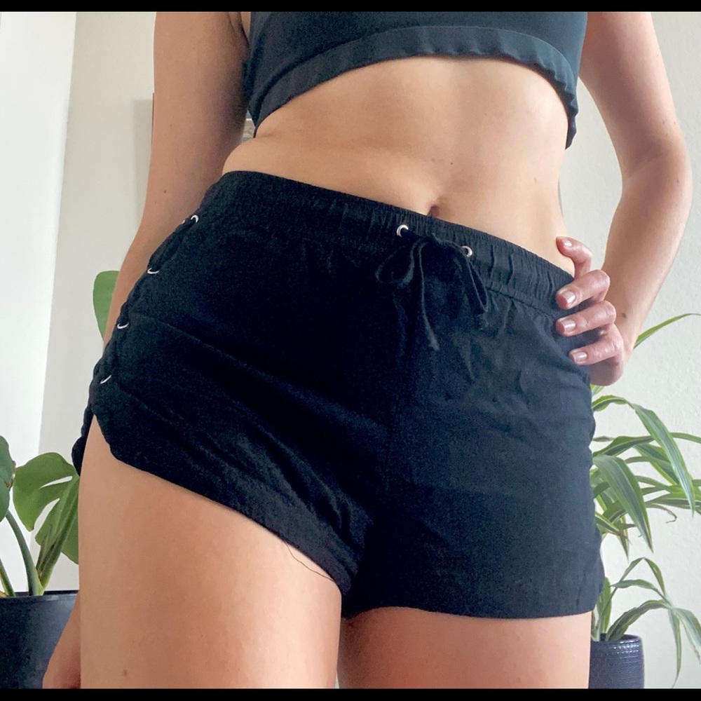 Black drawstring shorts